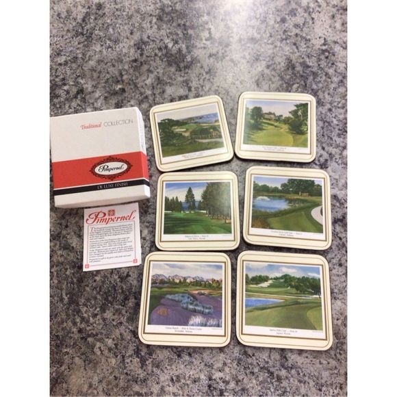 Vintage Pimpernel Deluxe Finish Traditional Collection 6 PC Coasters Original Bo - Picture 14 of 15